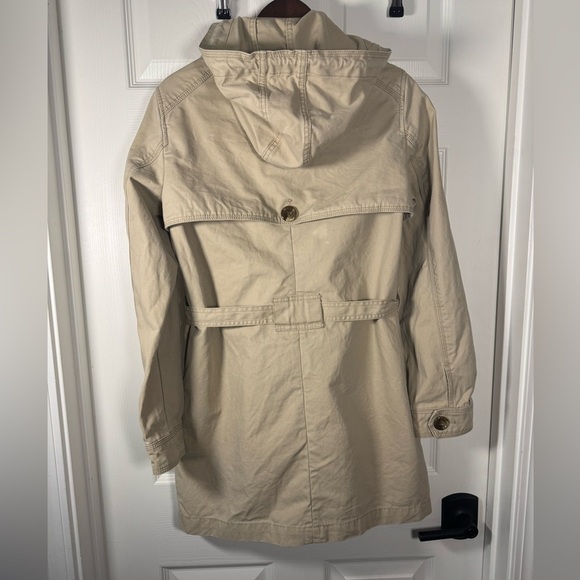 GAP Vintage Y2K Khaki Trench Coat Carmel Tan Button Zipper Combo Womens Small - Picture 9 of 9